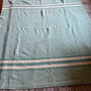 Striped Vintage Green wool Blanket